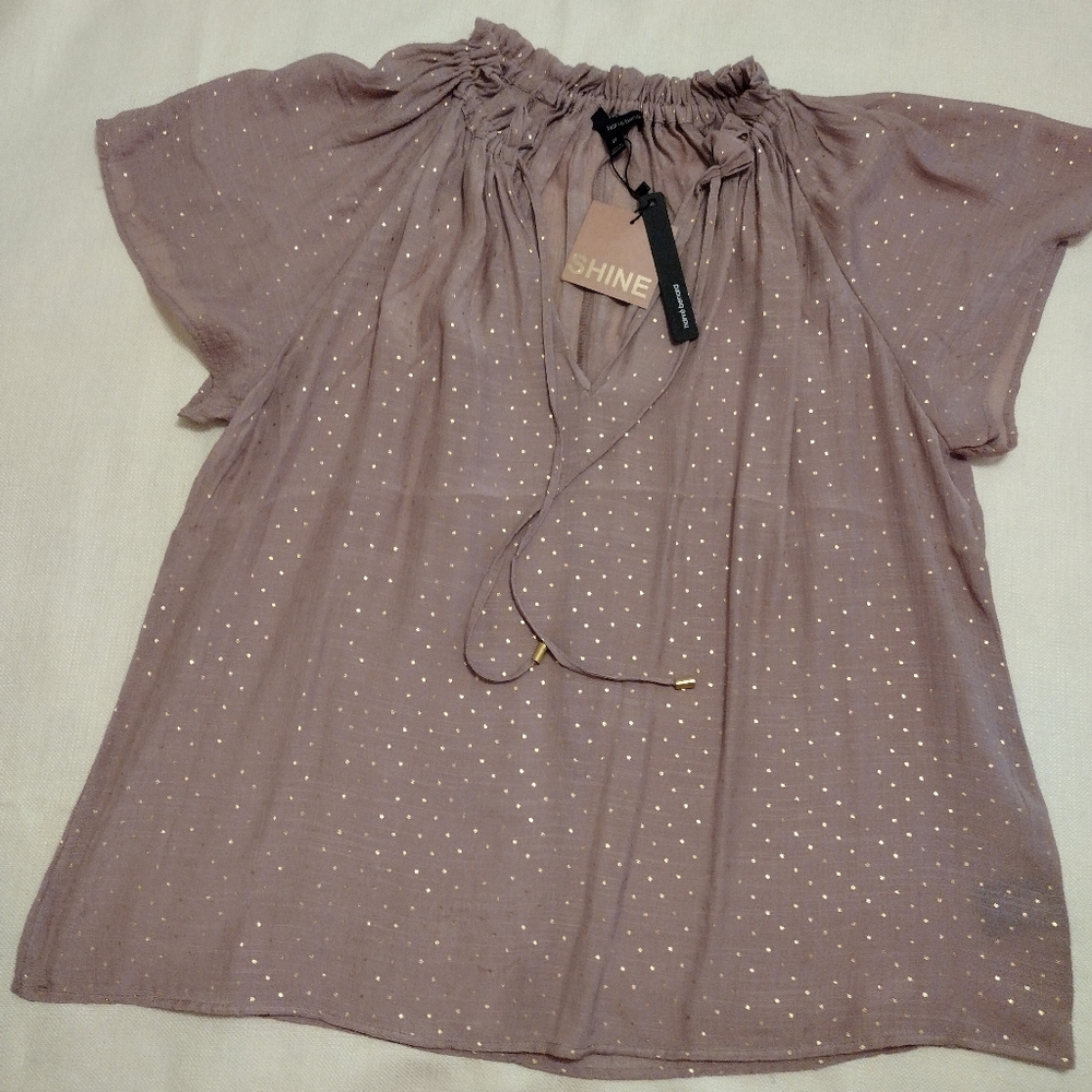 Harvé Benard 1X Mauve Rose Gold Dot Gauzy Top